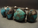 Amazing Vintage Navajo 'Bulbous Turquoise' Bisbee Native American Jewelry Silver Bracelet-Nativo Arts