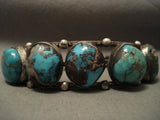 Amazing Vintage Navajo 'Bulbous Turquoise' Bisbee Native American Jewelry Silver Bracelet-Nativo Arts