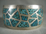 Amazing Vintage Navajo Channeled Turquoise Wall Native American Jewelry Silver Bracelet Jewelry-Nativo Arts