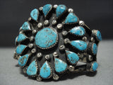 Amazing Vintage Navajo Chubby Turquoise Sterling Silver Native American Jewelry Bracelet-Nativo Arts