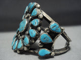 Amazing Vintage Navajo Chubby Turquoise Sterling Silver Native American Jewelry Bracelet-Nativo Arts