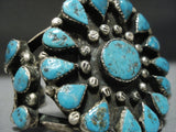 Amazing Vintage Navajo Chubby Turquoise Sterling Silver Native American Jewelry Bracelet-Nativo Arts