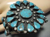 Amazing Vintage Navajo Chubby Turquoise Sterling Silver Native American Jewelry Bracelet-Nativo Arts