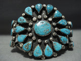 Amazing Vintage Navajo Chubby Turquoise Sterling Silver Native American Jewelry Bracelet-Nativo Arts