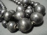 Amazing! Vintage Navajo 'Graduating Silver Bead: Silver Necklace Old-Nativo Arts