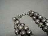 Amazing! Vintage Navajo 'Graduating Silver Bead: Silver Necklace Old-Nativo Arts