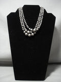 Amazing! Vintage Navajo 'Graduating Silver Bead: Silver Necklace Old-Nativo Arts