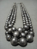 Amazing! Vintage Navajo 'Graduating Silver Bead: Silver Necklace Old-Nativo Arts