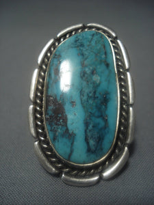 Amazing Vintage Navajo Native American Jewelry jewelry Blue Diamond Turquoise Terling Silver Ring-Nativo Arts