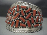 Amazing Vintage Navajo Native American Jewelry jewelry Coral Sterling Silver Yazzie Bracelet-Nativo Arts
