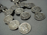 Amazing Vintage Navajo Native American Jewelry jewelry Sterling Silver Dime Squash Blossom Necklace-Nativo Arts