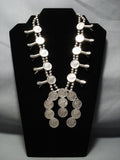 Amazing Vintage Navajo Native American Jewelry jewelry Sterling Silver Dime Squash Blossom Necklace-Nativo Arts