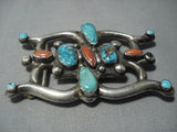 Amazing Vintage Navajo Native American Jewelry jewelry Turquoise Sterling Silver Buckle-Nativo Arts