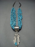 Amazing Vintage Navajo Native American Jewelry Silver Ball Turquoise Necklace-Nativo Arts