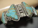 Amazing!! Vintage Navajo Rare Turquoise #8 Sterling Silver Bracelet Old-Nativo Arts
