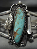 Amazing Vintage Navajo Royston Turquoise **silver Squash* Native American Jewelry Silver Bracelet-Nativo Arts