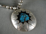 Amazing! Vintage Navajo Spiderweb Turquoise Native American Jewelry Silver Tubule Necklace Old-Nativo Arts