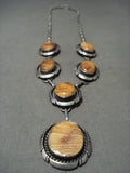 Amazing Vintage Navajo Spiny Oyster Native American Jewelry Silver Necklace-Nativo Arts