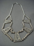 Amazing!! Vintage Navajo Sterling Native American Jewelry Silver Necklace Old-Nativo Arts