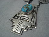 Amazing Vintage Navajo Sterling Native American Jewelry Silver Rug Turquoise Necklace Earrings Set-Nativo Arts