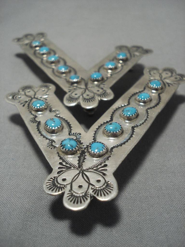 Amazing Vintage Navajo Sterling Silver Native American Collar Pins Pro ...