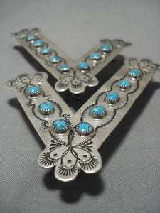 Amazing Vintage Navajo Sterling Silver Native American Collar Pins Protectors-Nativo Arts