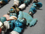Amazing Vintage Navajo Sterlling Silver Native American Turquoise Necklace Old-Nativo Arts