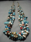 Amazing Vintage Navajo Sterlling Silver Native American Turquoise Necklace Old-Nativo Arts