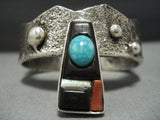 Amazing Vintage Navajo Trapezoid Sterling Silver Turquoise Bracelet-Nativo Arts