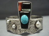 Amazing Vintage Navajo Trapezoid Sterling Silver Turquoise Bracelet-Nativo Arts
