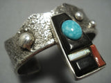 Amazing Vintage Navajo Trapezoid Sterling Silver Turquoise Bracelet-Nativo Arts