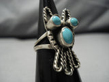 Amazing Vintage Navajo Turquoise Owl Sterling Silver Native American Ring Old-Nativo Arts
