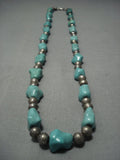 Amazing Vintage Navajo Turquoise Sterling Native American Jewelry Silver Necklace-Nativo Arts