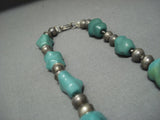 Amazing Vintage Navajo Turquoise Sterling Native American Jewelry Silver Necklace-Nativo Arts
