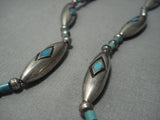 Amazing Vintage Navajo Turquoise Sterling Native American Jewelry Silver Necklace Old-Nativo Arts