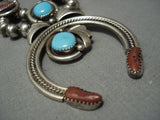Amazing Vintage Navajo Turquoise Sterling Native American Jewelry Silver Squash Blossom Necklace-Nativo Arts