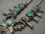 Amazing Vintage Navajo Turquoise Sterling Native American Jewelry Silver Squash Blossom Necklace-Nativo Arts