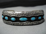 Amazing Vintage Navajo Turquoise Sterling Silver Native American Bracelet Old-Nativo Arts