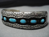 Amazing Vintage Navajo Turquoise Sterling Silver Native American Bracelet Old-Nativo Arts