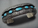 Amazing Vintage Navajo Turquoise Sterling Silver Native American Bracelet Old-Nativo Arts