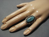 Amazing Vintage Navajo Turquoise Sterling Silver Native American Ring Old-Nativo Arts