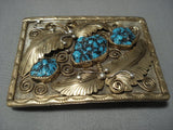 Amazing!! Vintage Navajo Turquoise Yazzie Sterling Silver Native American Jewelry Buckle-Nativo Arts