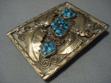 Amazing!! Vintage Navajo Turquoise Yazzie Sterling Silver Native American Jewelry Buckle-Nativo Arts