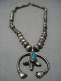 Amazing Vintage Open Arms Native American Navajo Turquoise Sterling Silver Necklace Old-Nativo Arts