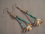 Amazing Vintage Santo Domingo/ Navajo Turquoise Heishi Native American Jewelry Silver Shell Earrings Old-Nativo Arts
