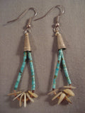 Amazing Vintage Santo Domingo/ Navajo Turquoise Heishi Native American Jewelry Silver Shell Earrings Old-Nativo Arts