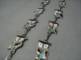 Amazing Vintage Zuni Pitkin Natewa Turquoise Sterling Native American Jewelry Silver Necklace Earrings-Nativo Arts
