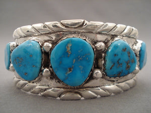 Amazing Vintage Zuni Simplicio Turquoise Native American Jewelry Silver Bracelet-Nativo Arts