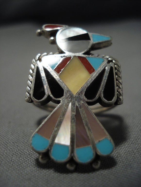 Zuni Vintage Multi-Stone Thunderbird Earrings