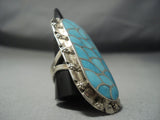 Amazing Vintage Zuni Turquoise Setrling Native American Jewelry Silver Ring Old-Nativo Arts